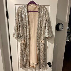 Fully lined silver sequin duster size S